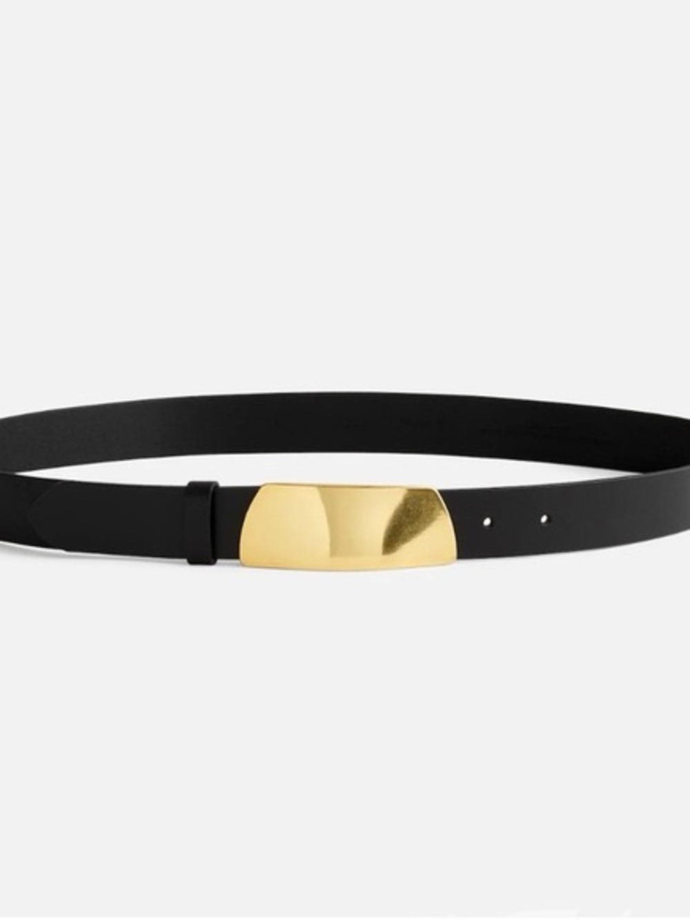 Black Leather Belt with Gold Plate Buckle